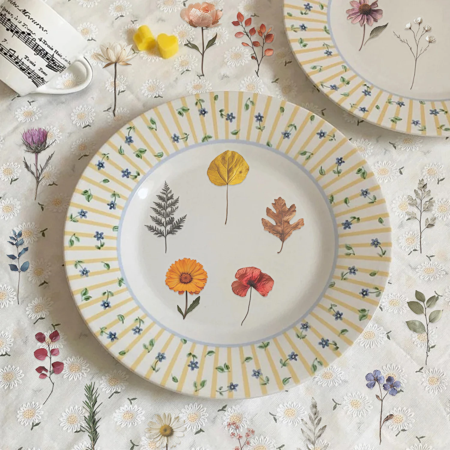 50Pcs Cute Plant Transparent Stickers Plant Specimen Decals Phone Case Notebook Skateboard Motorcycle Sticker Toy