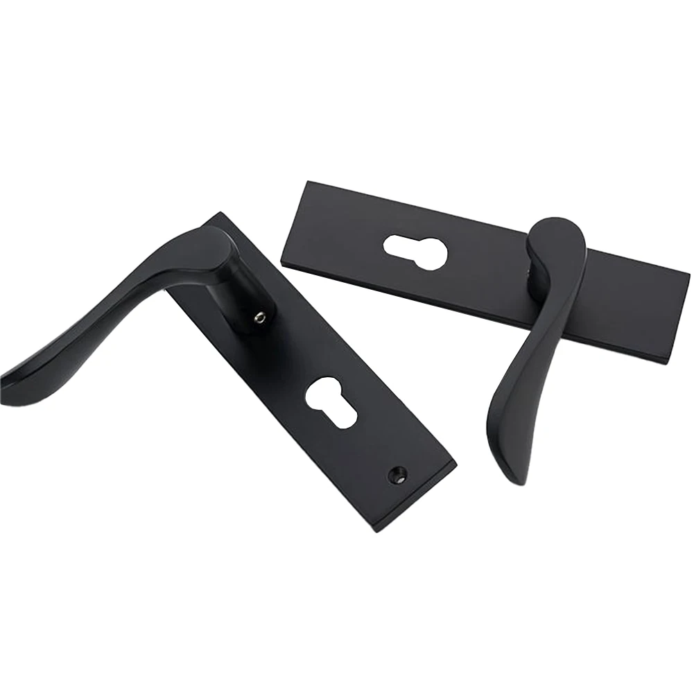 Door Lock Door Handle With Key Box And Complete Lock Set Matt Black Furniture Space Aluminum Panel Sturdy Home Improvement