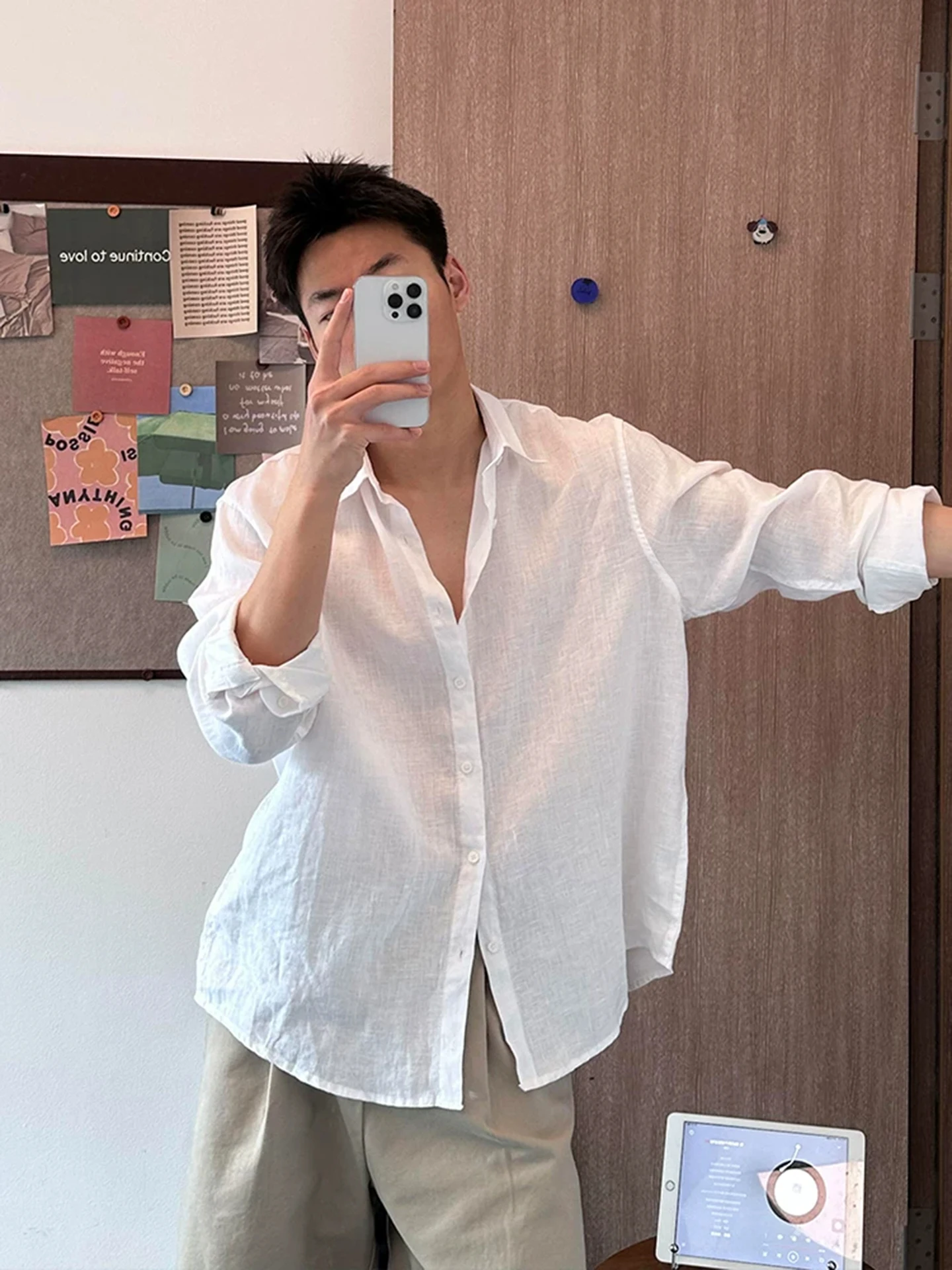 

Men's Summer Lightweight Breathable Linen Long Sleeve Shirt Cotton Linen Blend Sun Protection Casual Style Loose Fit Shirt