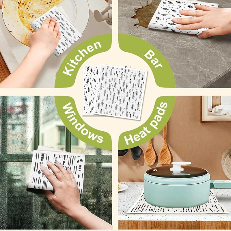 Toalhas de prato suecas com padrão, 6 peças, ecológicas, absorventes, para cozinha, reutilizáveis, laváveis, panos de limpeza