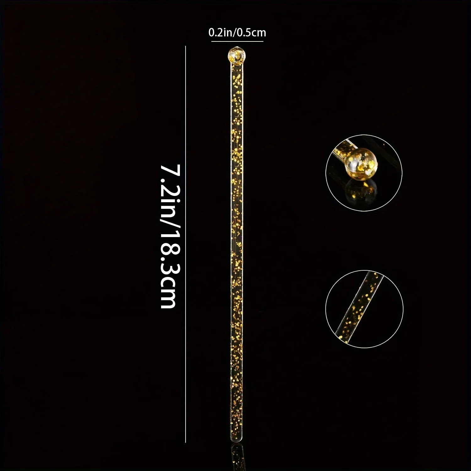 100-Pack Gold Glitter Plastic Stirrers For Cocktails, Coffee & Beverages - Perfect For Parties & Events
