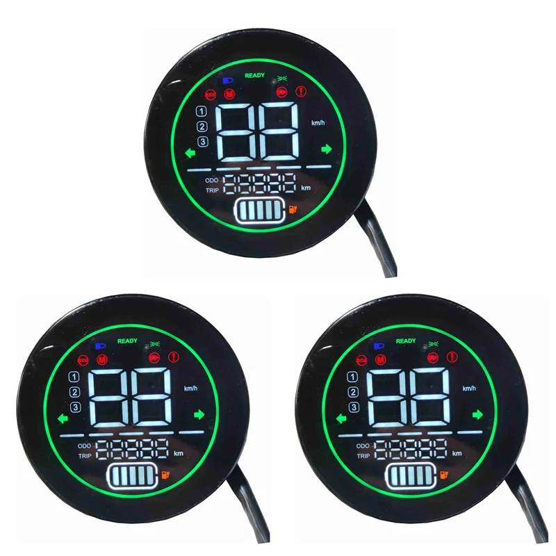 

A48P-3X Electric Bike Speedometer Scooter Dashboard Indicator 48V 60V 72V Lead-Acid Battery LED Instrument Display