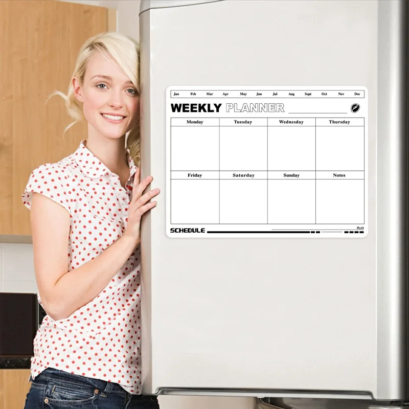 Refrigerator Magnet Planner Magnetic Weekly Monthly Calendar Sticker Message Board Whiteboard Organizer