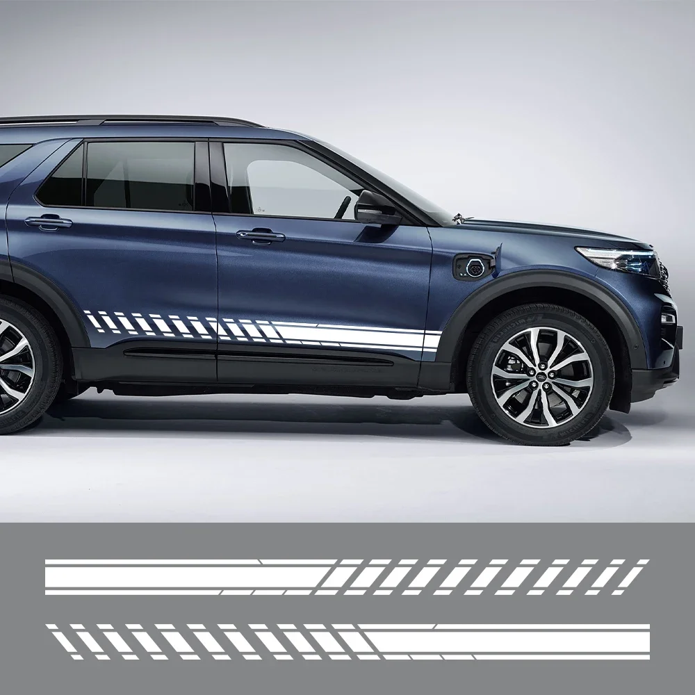 

Car Stripes Style Stickers For Ford Explorer 1 2 3 4 5 6 Sport Hybrid SUV Auto Door Side Cover Tuning Accessories Vinyl Decals