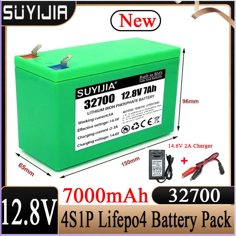 12.8V 7000mAh Lifepo4 Battery 32700 4S1P Battery Pack Electric Boats Uninterruptible Power Supply Supplies W/4S 40A Balanced BMS