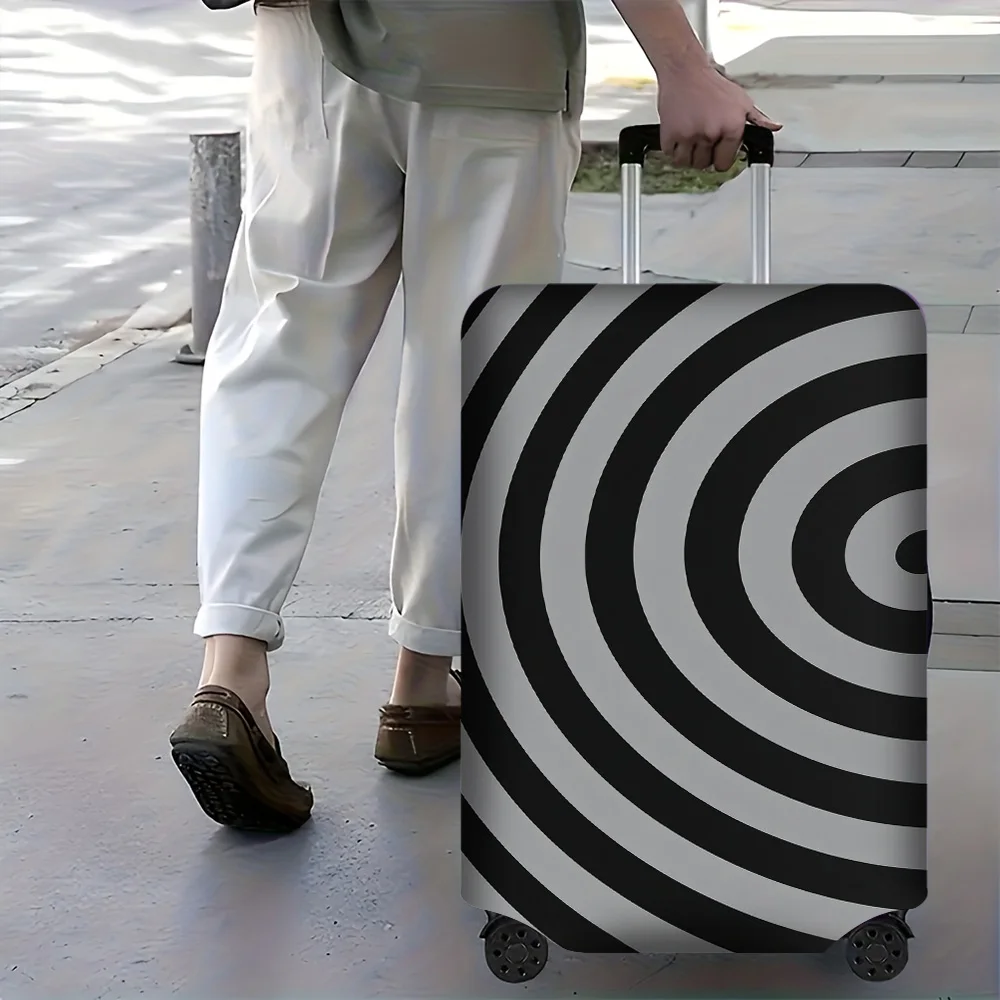 

1-piece abstract spiral-patterned luggage cover for luggage sizes 18-32; dustproof elastic travel accessory with high-contras