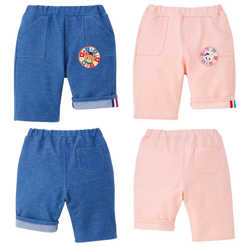 

Укороченные брюки для девочек, новые летние шорты с вышивкой для мальчиков и милым медведем и кроликом