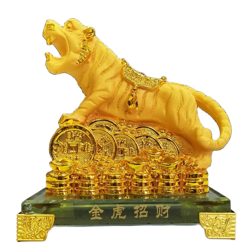 Divance Resin Fortune Golden Tiger Ornament Tiger Mascot Handicraft Annual Opening Ceremony Home decoratio Tiger statuen