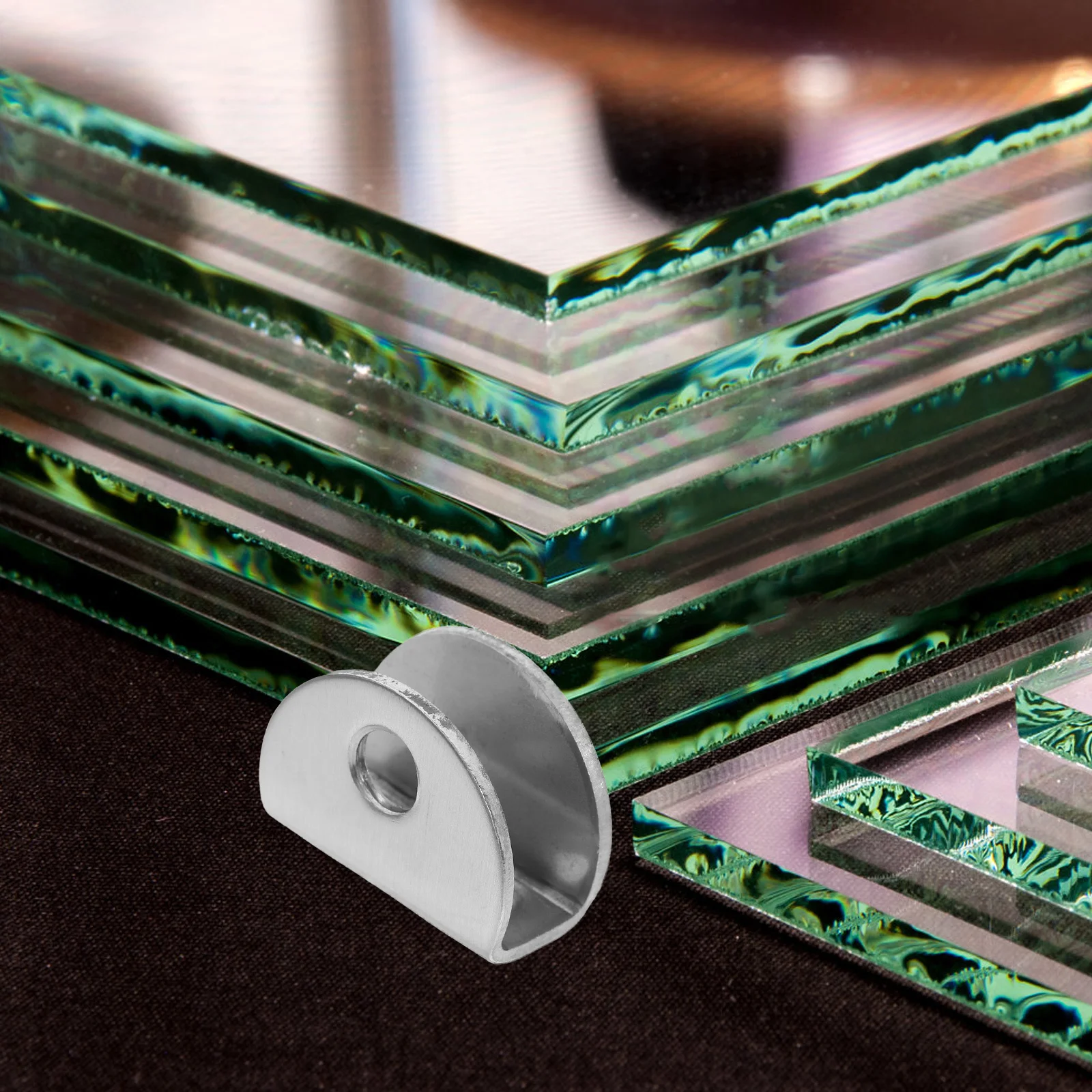 

8pcs Shelf Clamps M Size No Drill On Glass Semicircle Fixing Brackets For Bathroom Shower Cabinet Glass Railing Support Hardware