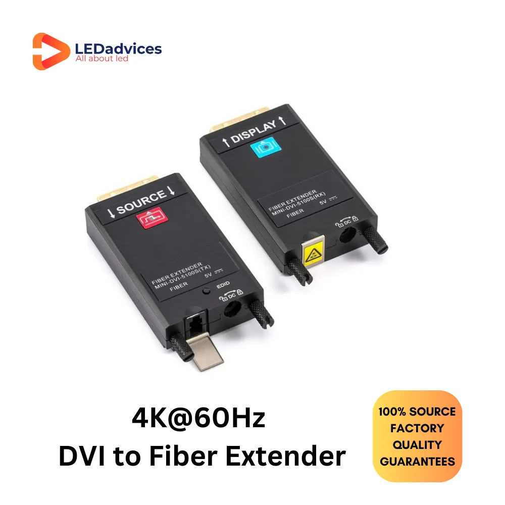 Mini DVI to Fiber Optic Extender DVI-LC 4K@60Hz Single Mode 10km Multimode 300m 10Gbps EDID LED Display Stage Rental Live TV