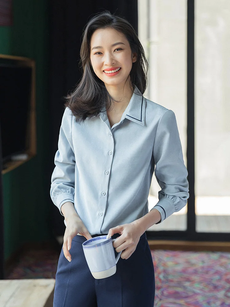 

Профессиональный женский топ с длинным рукавом, осенний, новый, деловой, элегантный, для офиса