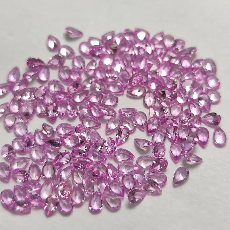 Pirmiana 100% Natural Pink Sapphire Pear Shaped Faceted Loose Gemstone for Diy Jewelry Making