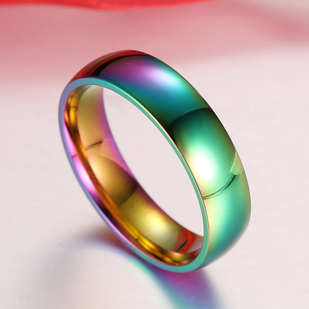Titanium Steel Rainbow Colorful Ring Waterproof Fashion Ring Elegant Women Jewelry Unique Design Women Jewelry