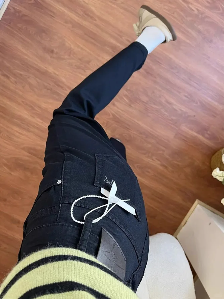 Damskie spodnie jeansowe z wysokim stanem, bawełniane, elastyczne, plus size, proste nogawki, wyszczuplające, elastyczne spodnie bootcut.