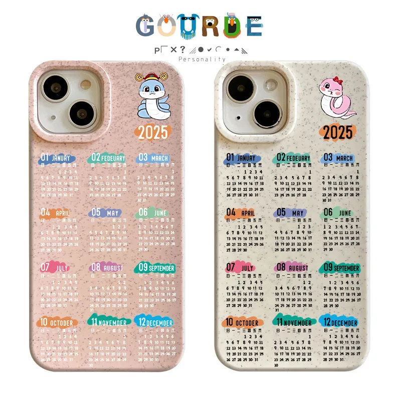 Gourde Aesthetic Casing 2025 New Year Calendar Phone Case for Iphone 16 15 14 12 13 11 Pro Max IP 7 8 Plus Iphon X XS XR Xs Max