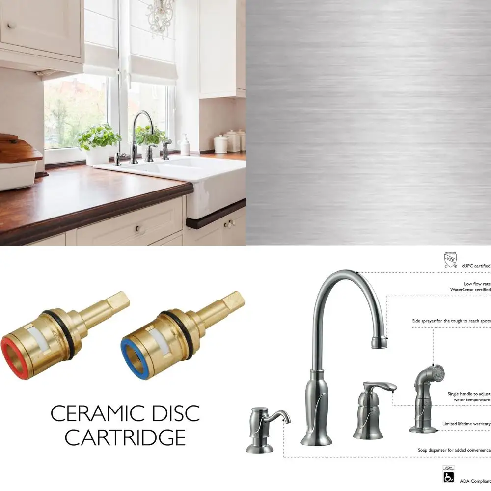 

Single-Handle Pull-Out Spray Kitchen Faucet with Soap Dispenser in Satin Nickel