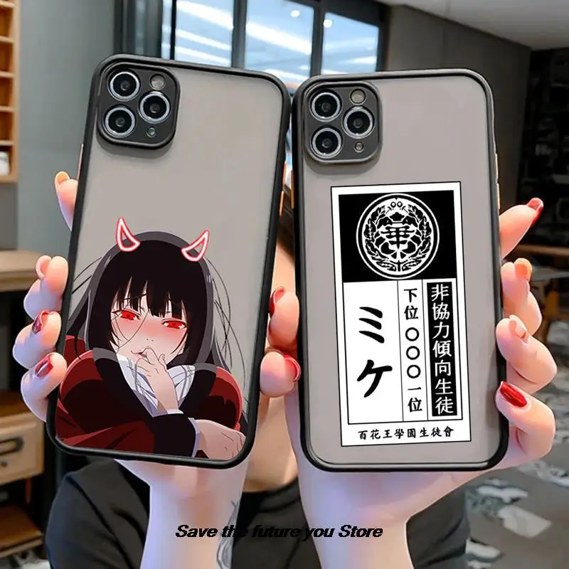 Anime Kakegurui Jabami Yumeko Cellphone Bumper Clear Matte PC Phone Case For iphone 11 12 13 14 15 16 Pro Max 14 15 16 Plus