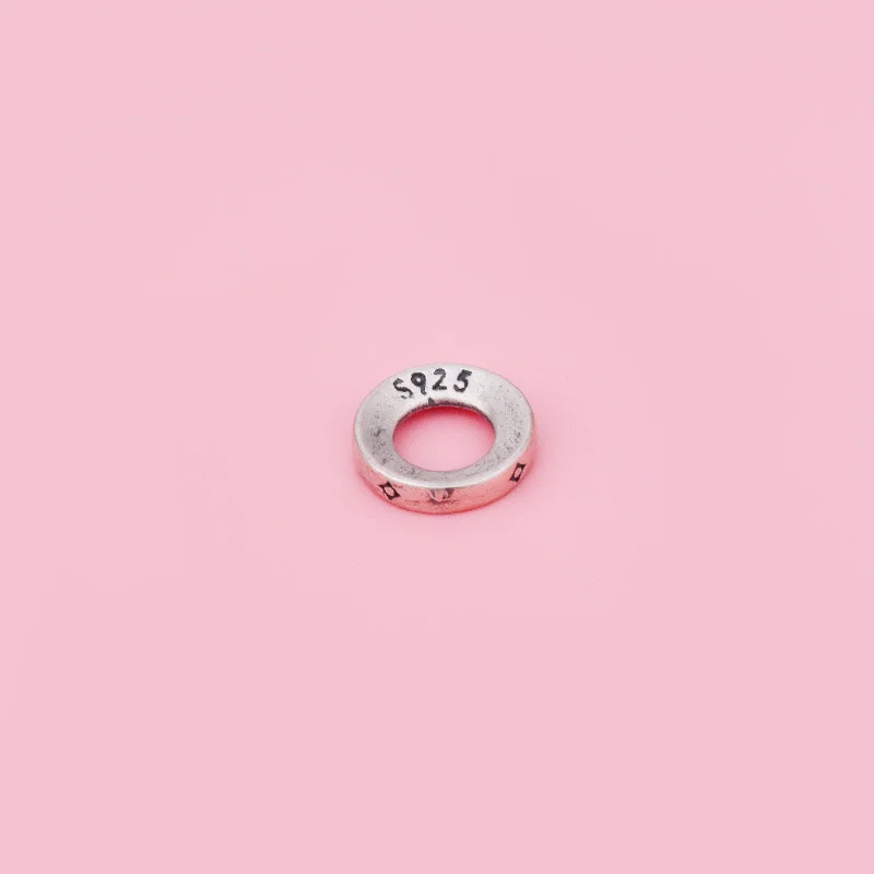S925 sterling silver vintage Circle clasp gasket Text Play Buddhist bead bracelet Necklace septum DIY jewelry bracelet material