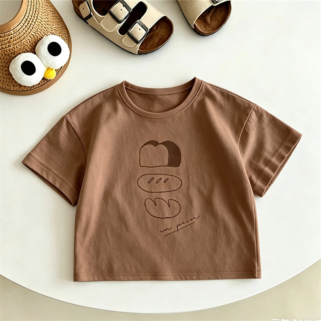 1-7Years Old Boys Girls Cute TShirt Round Neck Base Shirt Casual Loose Clothes Solid Color All-match Base Shirt Pure Cotton