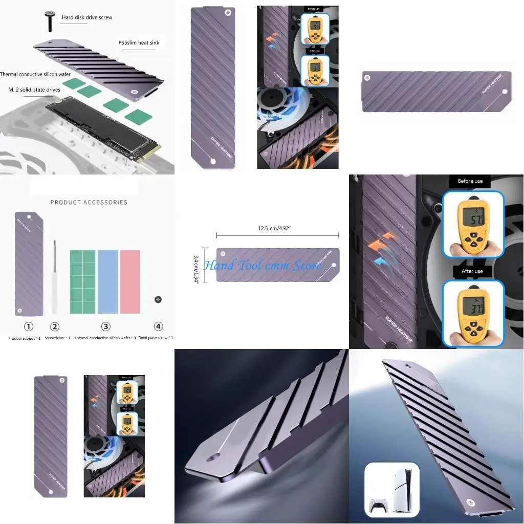 

H37F M.2 SSD NVMe Heatsinks AluminiumRadiators for Slim Game Consoles Cooling