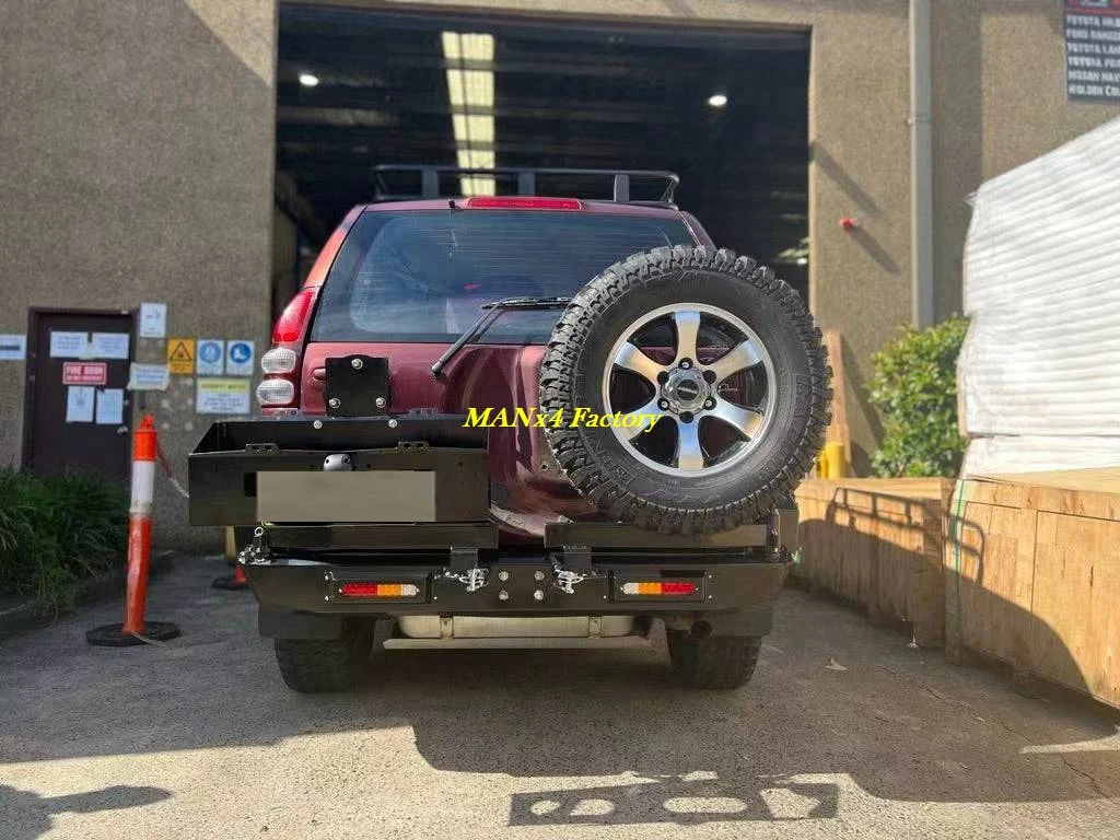 المصد الخلفي الفولاذي MANX4 lc120 مع حامل علبة جيري وحامل العجلة لـ prodo fj120 GX470