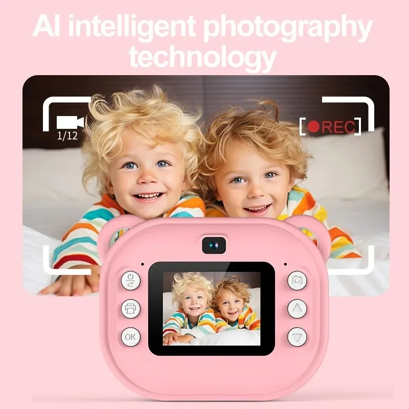 Cámara Digital de impresión instantánea para niños, cámara de impresión térmica, cámara de fotos instantánea, juguetes de Video + tarjeta de memoria