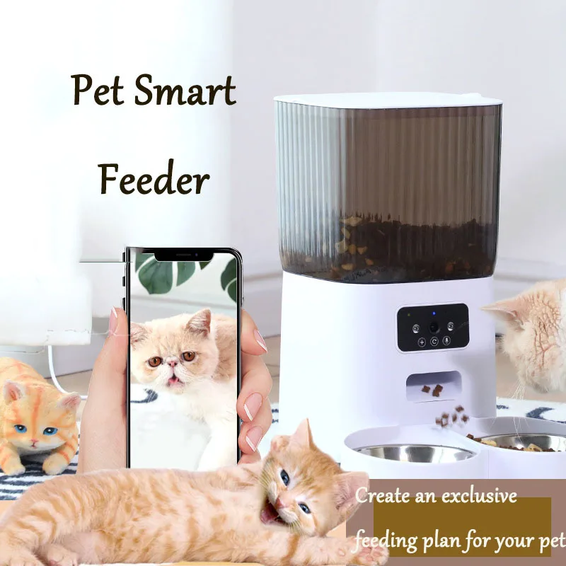 Automatic cat Feeder smart auto pet bowl APP with Camera Remote Control Large 5L dog dowble bowl cat Food Dispenser pet supplies