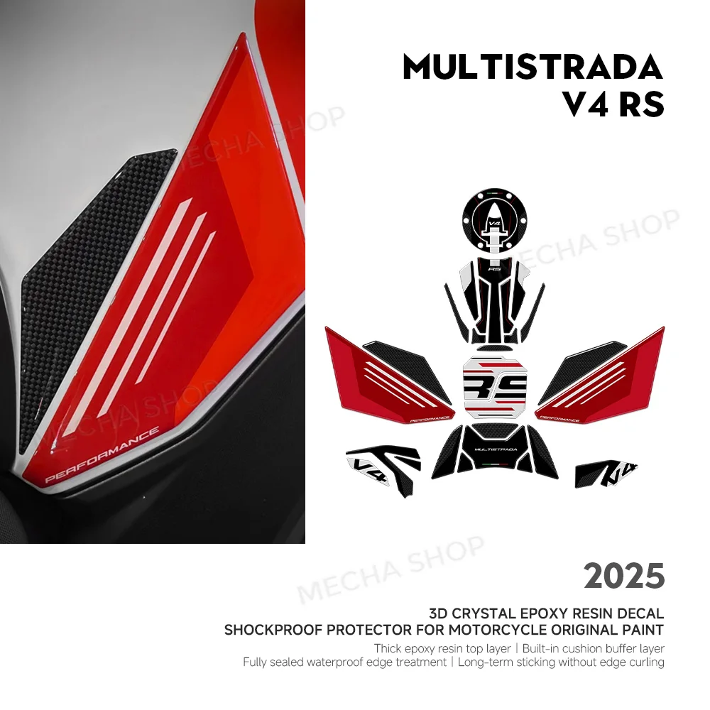 For Multistrada V4 RS 2025 Motorcycle Accessories 3D Tank Pad Sticker Decal