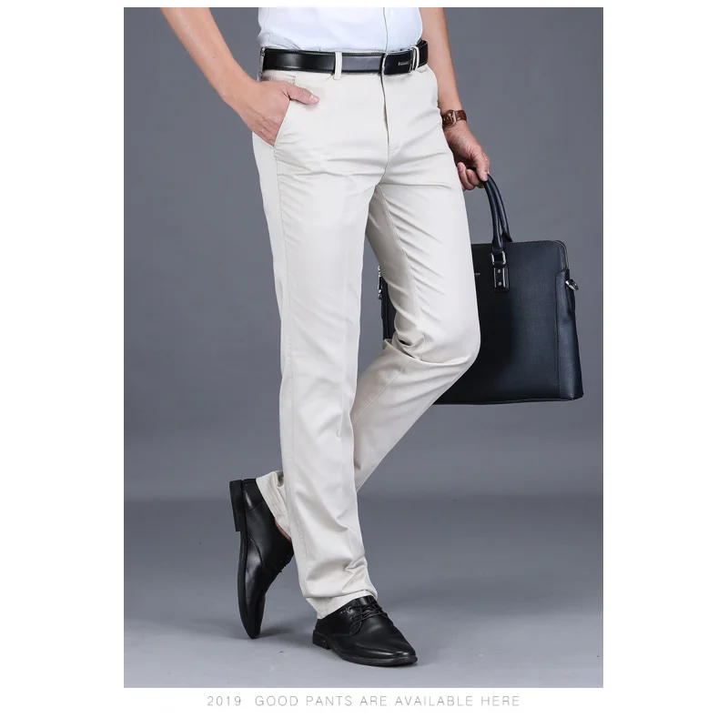 Sommer Business Casual Pants Herren dünne und seidige atmungsaktive hohe Taille lose gerade tägliche Büro große Anzug hose