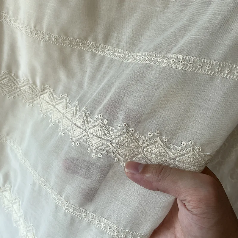 

Embroidered Stripe Cotton Lace Fabric Summer Thin Dress Blouse Children's Clothing Handmade Sewing Cloth