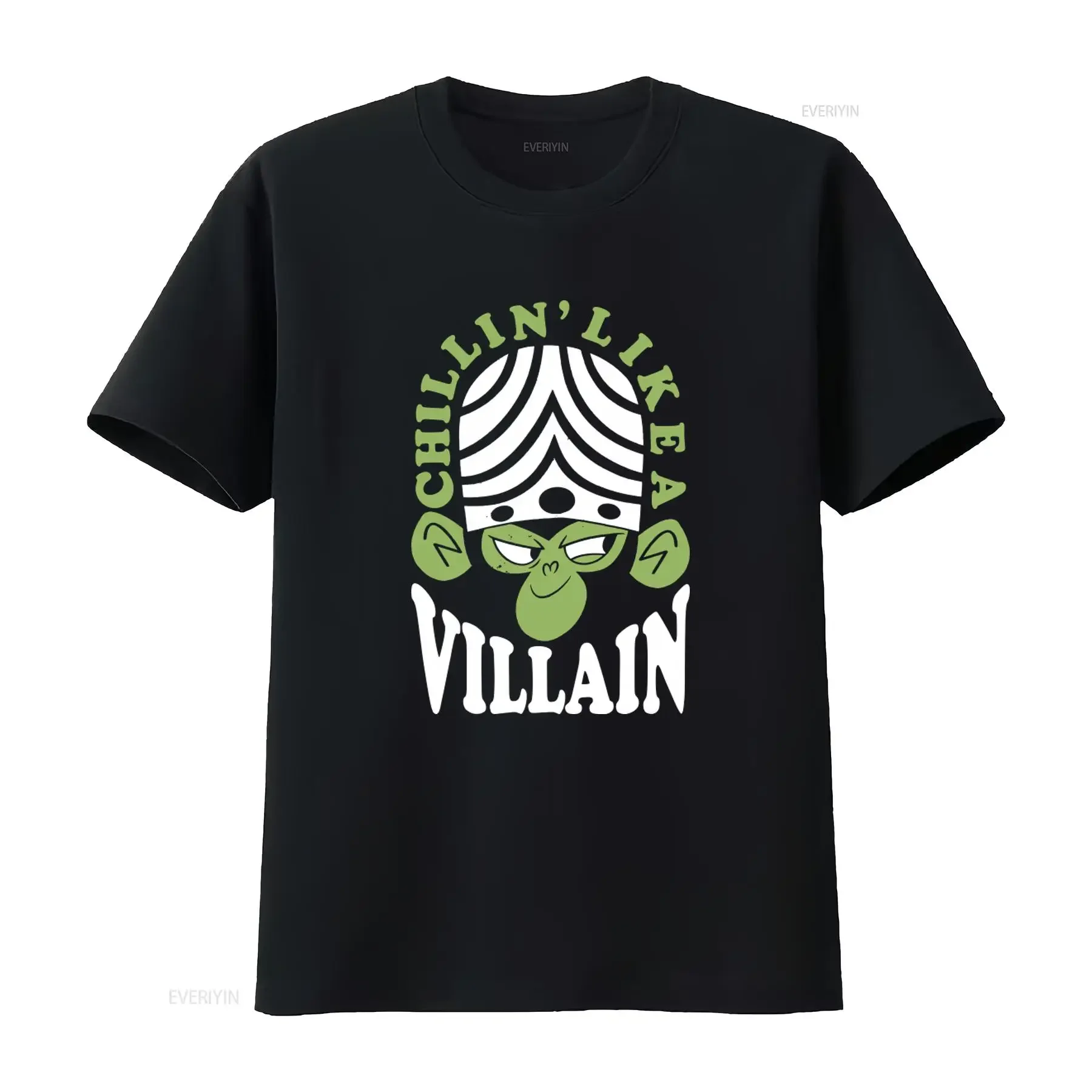 Mojo Jojo Chillin Like A Villain The Power Puff Girls Cartoon Print T Shirt vintage Washed homme Soft Slightly Comfortable