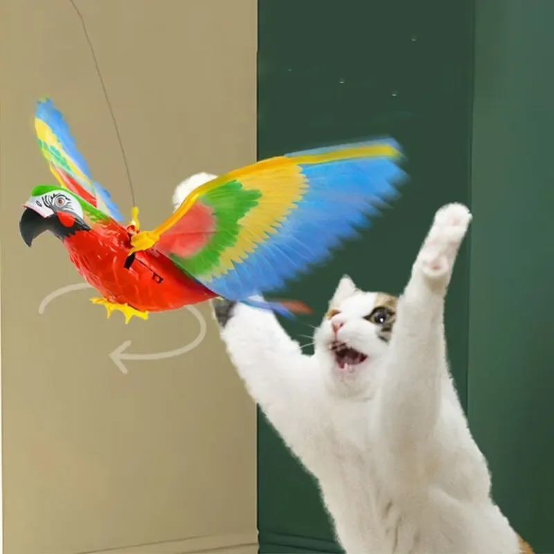 Electric Parrot Hanging Wire Circling Parrot Bird Cat Toy Funny Self-hey Automatic Scratch Cat Stick Eagle Cat Interactive Toy