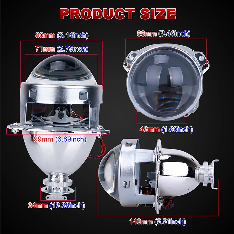 Projector Lenses 3 Inch Super Bright Car Headlight Clear Shot Without Shrouds HID Headlight Lenses Car Motorcycle Accessories