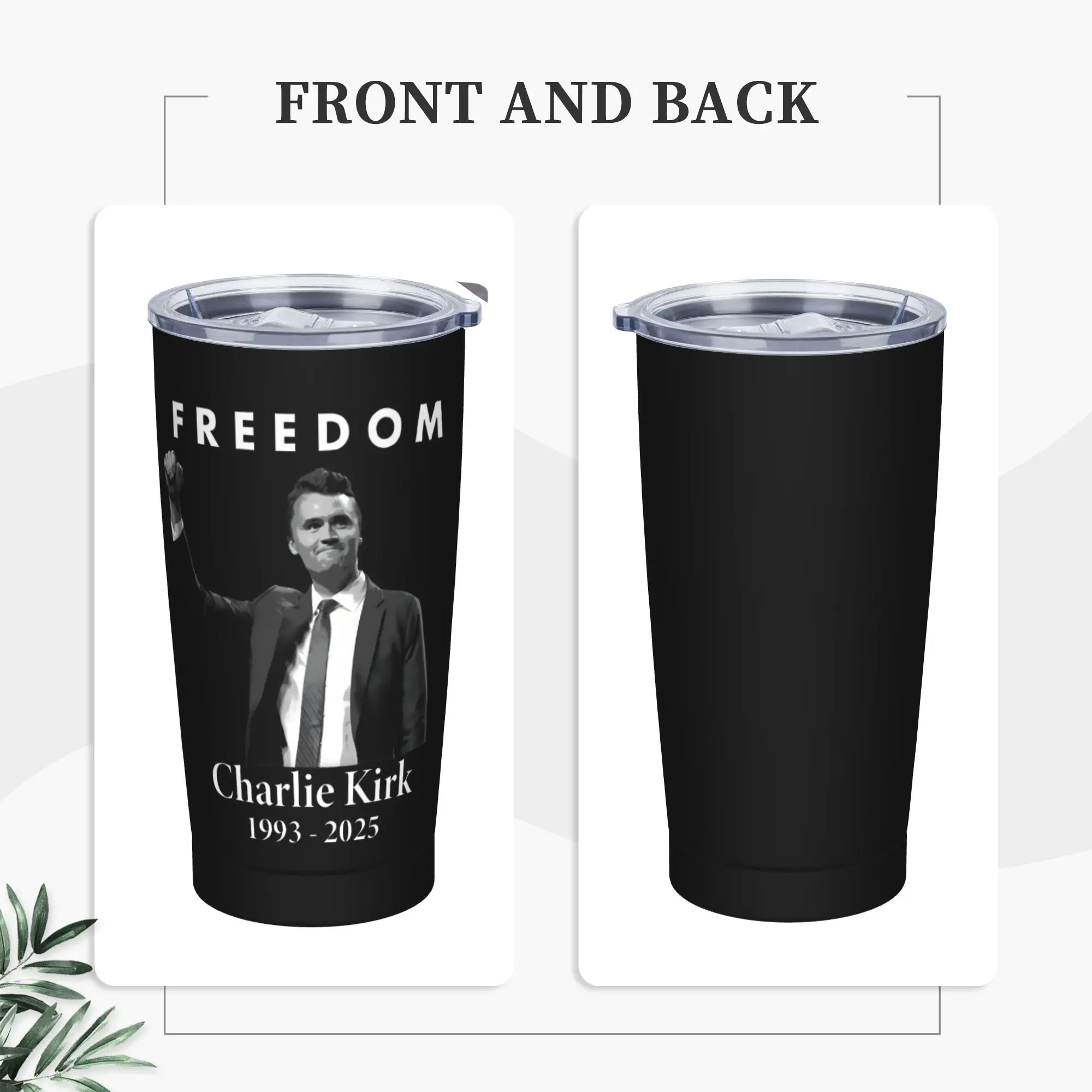 

Стакан из нержавеющей стали Чарли Кирк 1993-2025, автомобильные кружки с соломинкой, бутылка для воды, изолированные термочашки на 20 унций