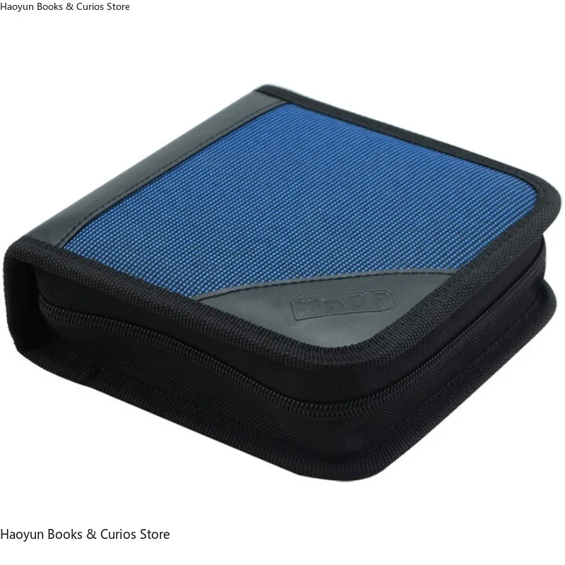 Organizer na 40 płyt CD/DVD, niebieski, wytrzymały płócienny futerał do przechowywania, płócienna torba na CD/DVD, (portfel na CD/DVD - mieści 40 płyt)