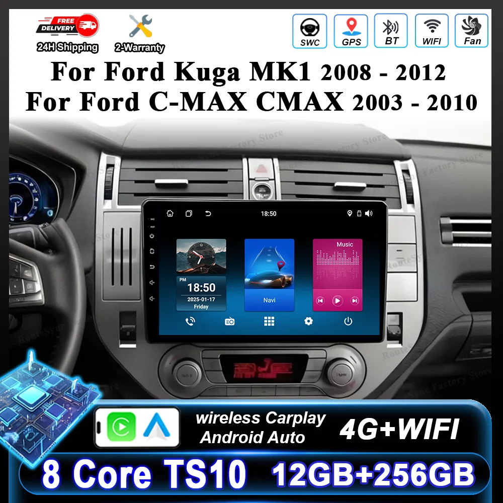 

Android 16 Carplay For Ford Kuga MK1 2008 -2012 For Ford C-MAX CMAX 2003 -2010 Car Radio Multimedia Video Player Navigation GPS