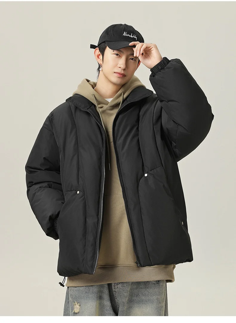 Solid Color Versatile Arc Split Standing Collar Cotton winter models waterproof thickened warm bread clothing soft