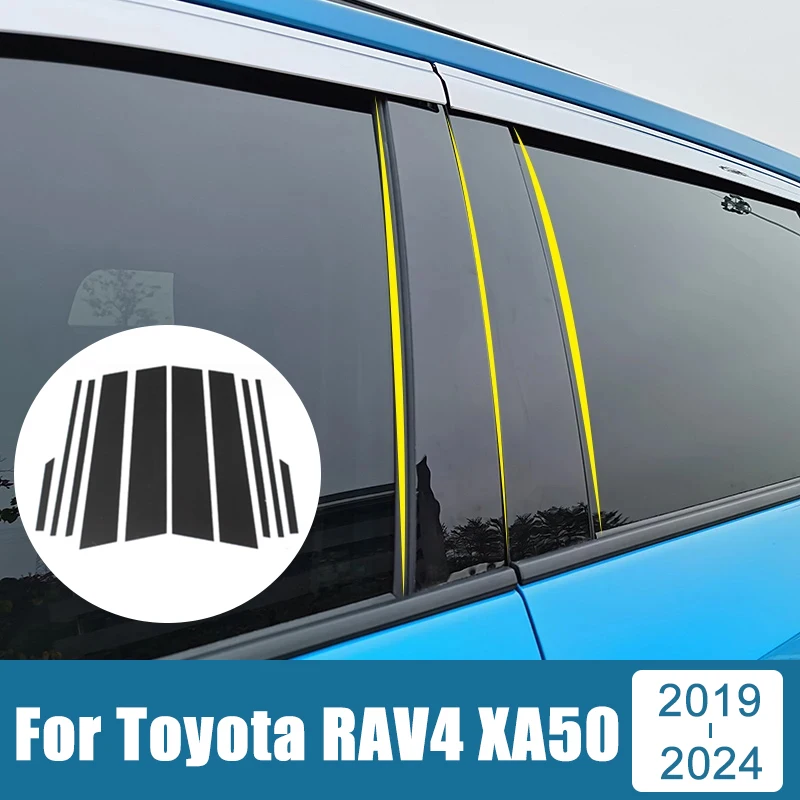 

10PCS Car Window Trim Cover BC Column Cover Trim Stickers Accessories For Toyota RAV4 XA50 Hybrid 2019 2020 2021 2022 2023 2024