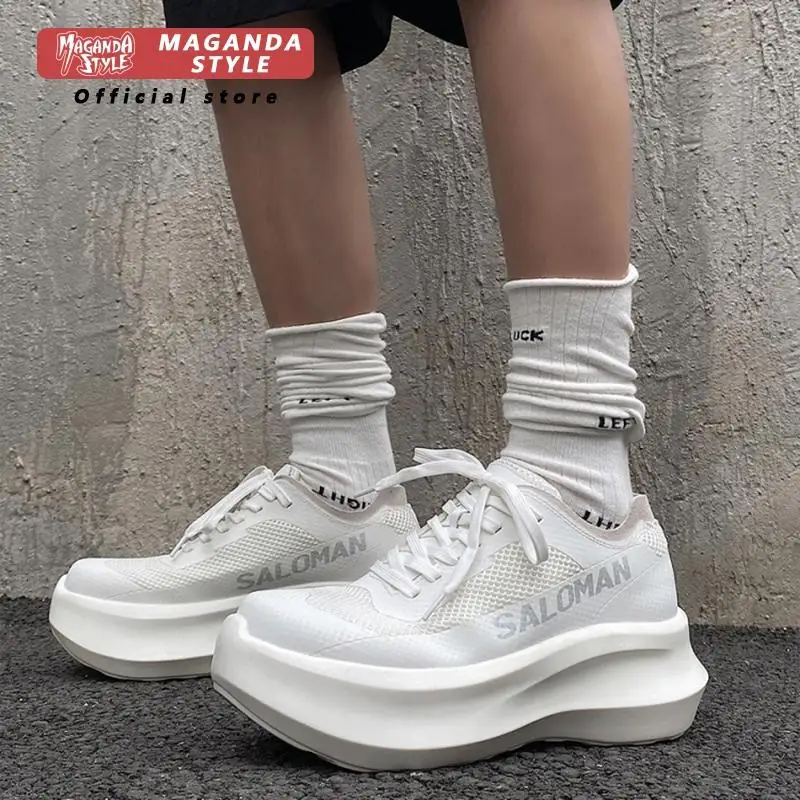 Height increased by 7CM white mesh dad shoes men's versatile casual sports shoes small sponge sole breathable white shoes