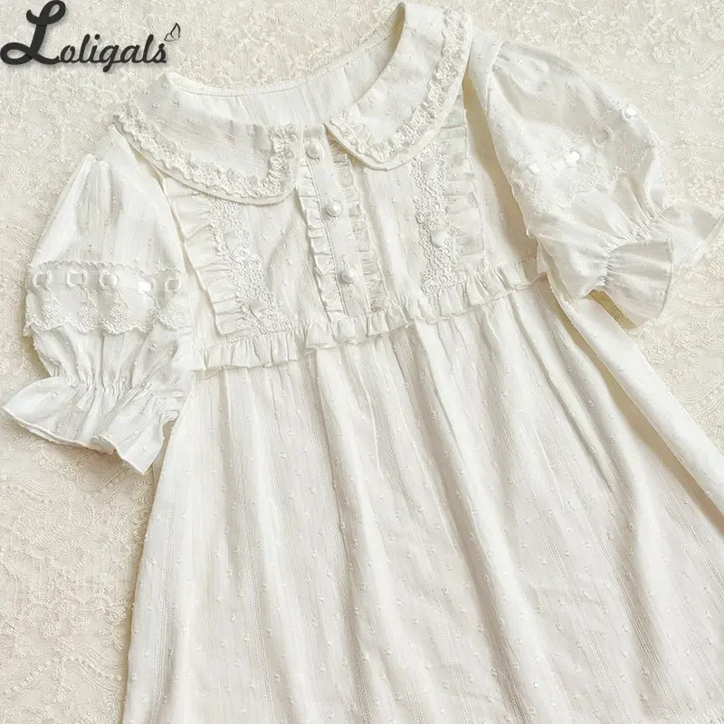 2021 New Lolita Top Peter Pan Collar Short Sleeve Blouse