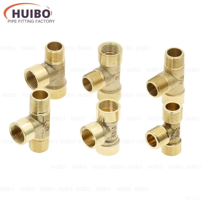 

Pneumatic Plumbing Brass Pipe Fitting Male/Female Thread 1/8" 1/4" 3/8" 1/2" BSP Tee Type Copper Fittings Water Oil Gas Adapter