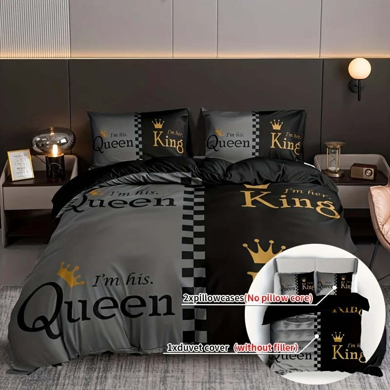 

Soft and Comfortable Duvet Cover Set Crown Digital Print - Perfect for Bedroom and Guest Room 1 Duvet Cover+2 Pillowcases