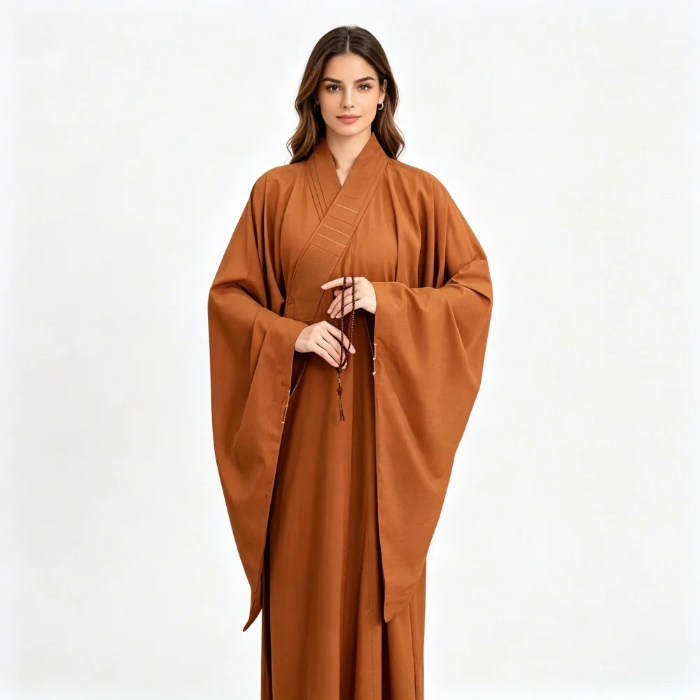 Multi-color Buddhist Lay Practitioner Haiqing Robe Comfort Breathable Meditation Long Gown Traditional Chinese Dharma Clothing