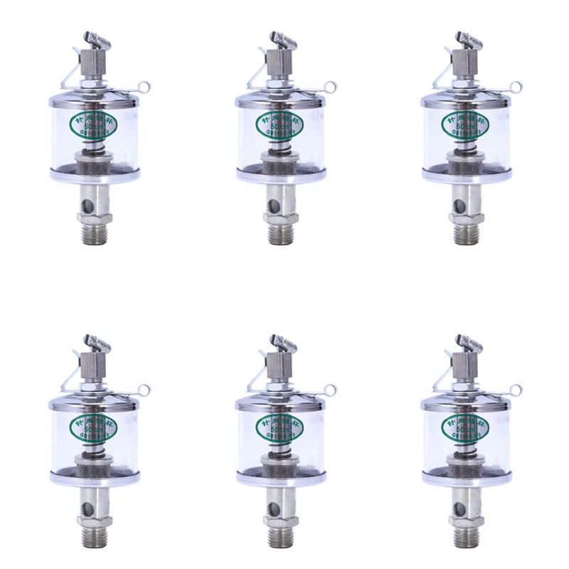 

Смазочный масляный аппарат для двигателя 6x50 мл, Гравитационный капельный кормовой масляный фильтр, прозрачный + серебристый