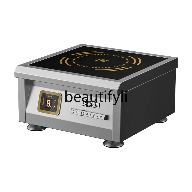 

Commercial Induction Cooker 6000W Flat Soup Stove Concave Stir-fry Stove Hotel Canteen Braising High-power Induction Cooktop