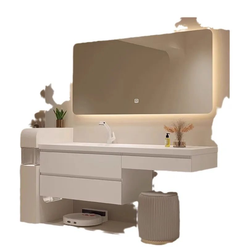 

Легкий роскошный Corian встроенный шкаф для ванной комнаты, настольный шкаф для макияжа, встроенный комбинированный шкаф для умывальника