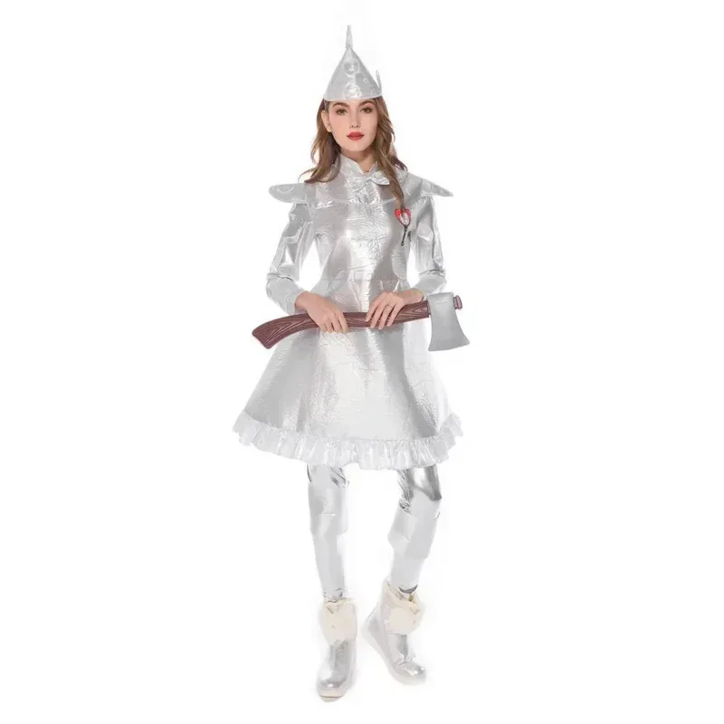 Costume da uomo di latta per uomo, bambino, adulto, gioco di ruolo, carnevale di Halloween, Tinman, costume da clown, circo, festa, travestimento