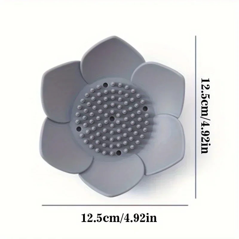 1pcs Bathroom Soap Box Lotus Design Soap Holder Silicone Soap Box Drain Box Bathroom Accessories