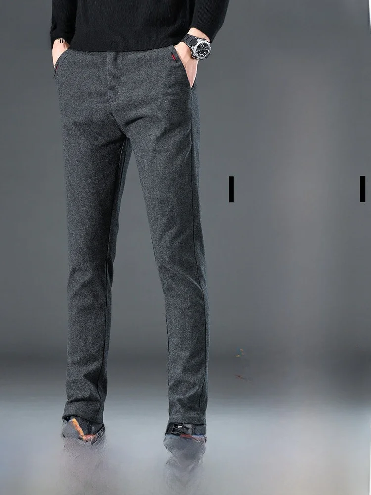 

Мужские брюки Slim Fit Snow Flng 2026: повседневные, утепленные флисом, для осени и зимы, в западном стиле