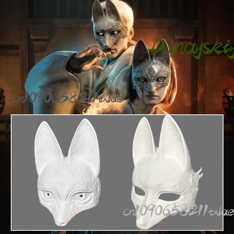 Shimizu Hinako Fox Man accesorios de Cosplay silencioso máscara blanca Cool 3D Fox Horror Halloween Navidad Cosplay